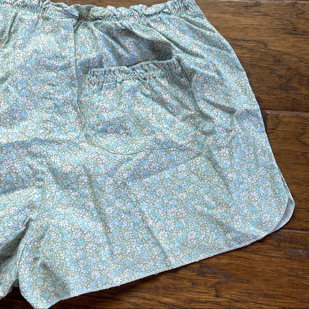 GAP green pajama shorts w/pink & blue floral pattern 100% cotton size SP - Picture 11 of 12